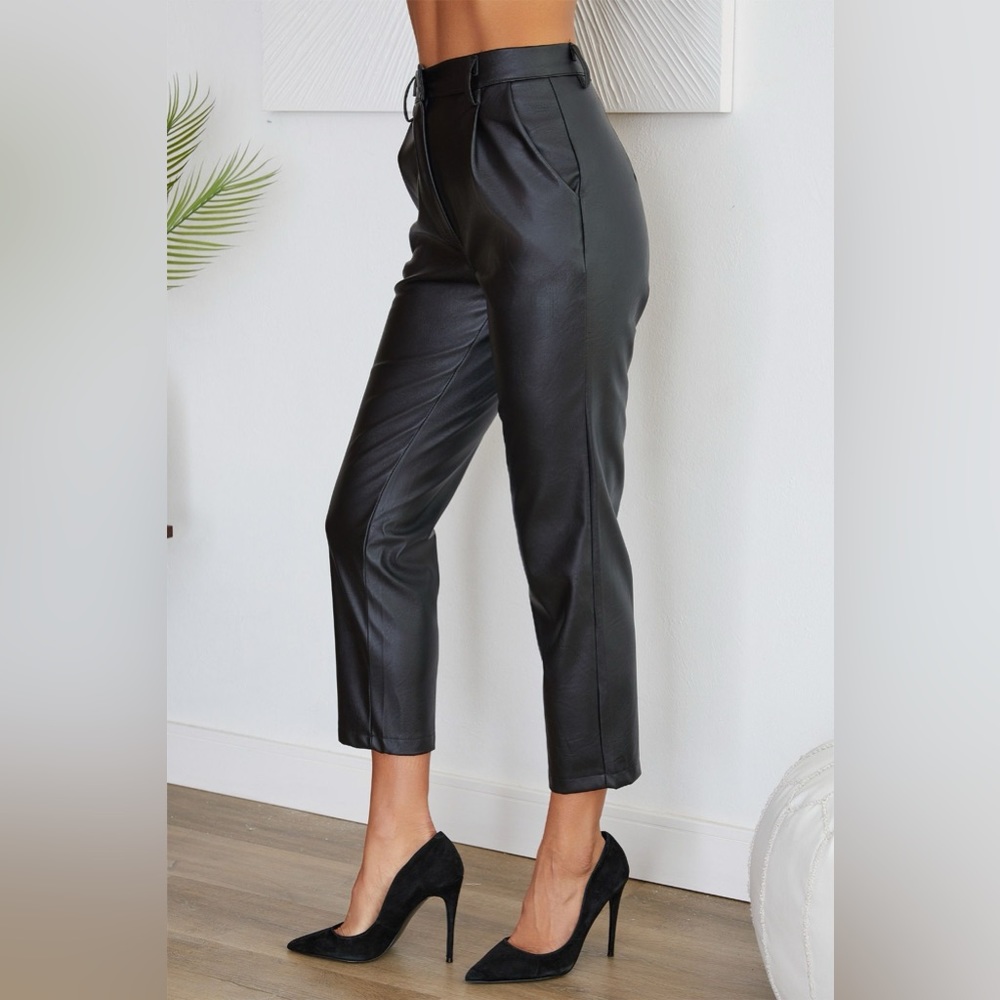 (50170) PU TAPERED LEG DRESSY PANTS - Picture 2 of 4